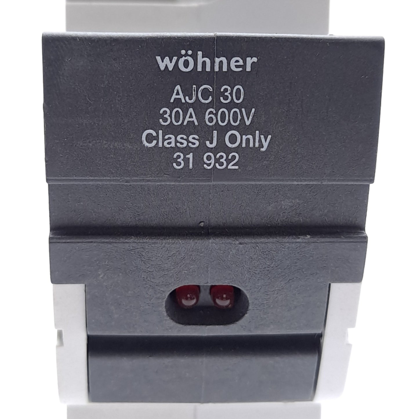 New – Open box Wohner 31932 Fuse Holder, Class J, 1-Pole, 30A, 110-600VAC/DC, DIN Rail