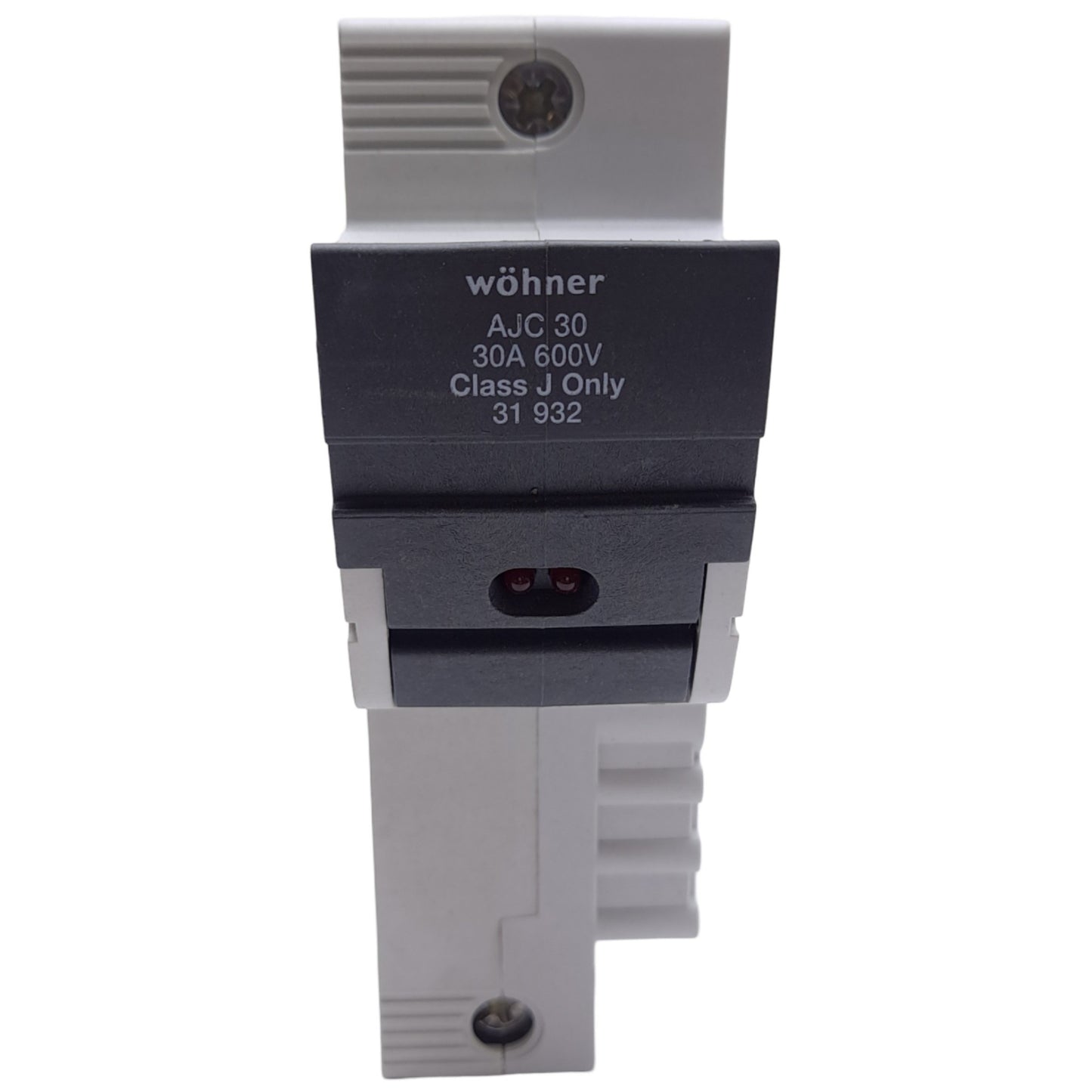 New – Open box Wohner 31932 Fuse Holder, Class J, 1-Pole, 30A, 110-600VAC/DC, DIN Rail