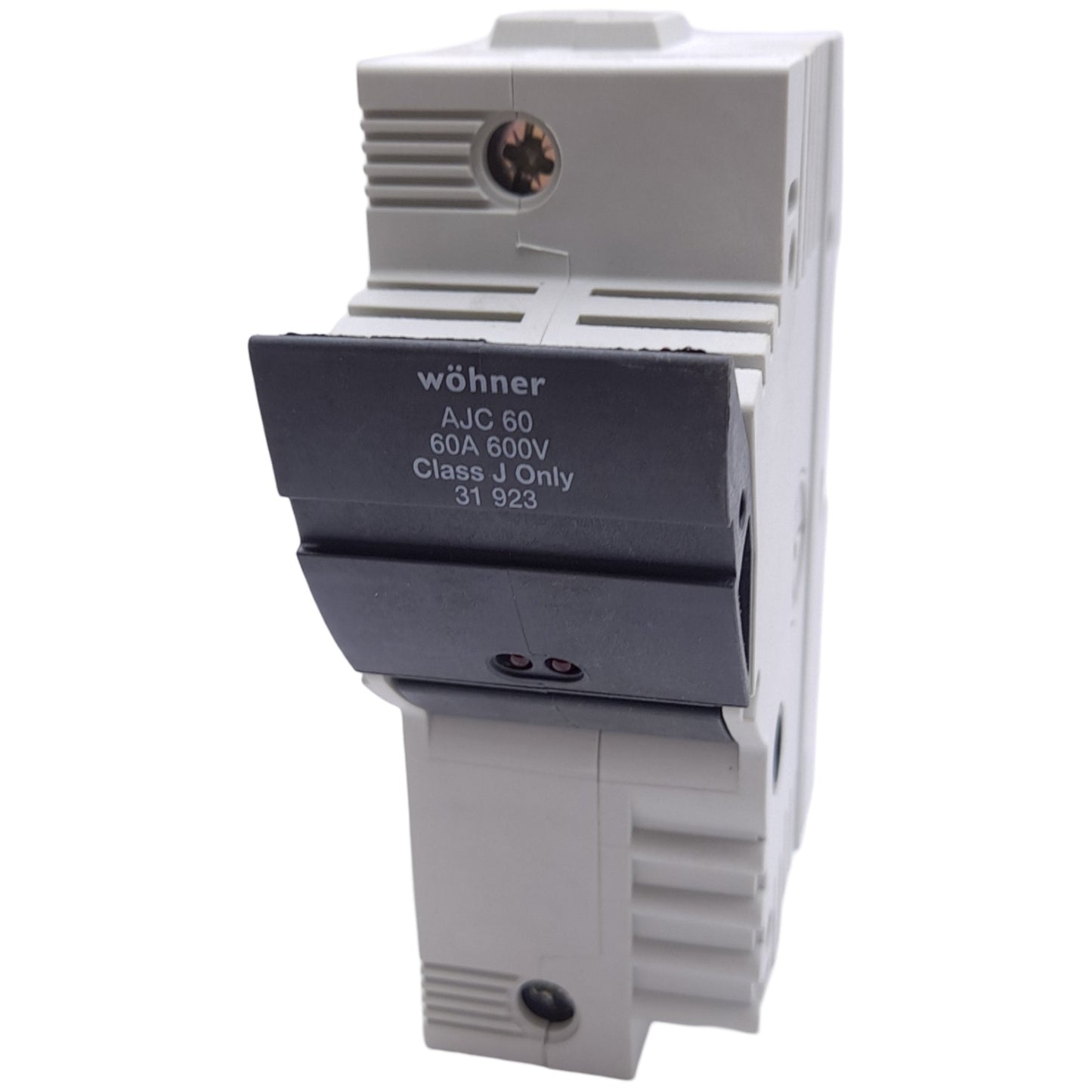 New – Open box Wohner 31923 Fuse Holder, Class J, 1-Pole, 60A, 110-600VAC/DC, DIN Rail