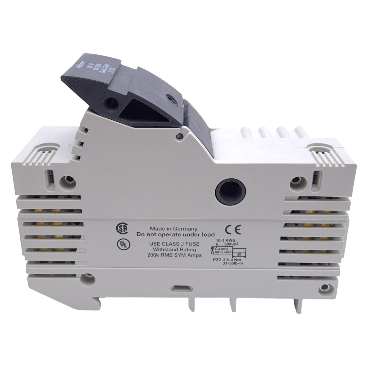 New – Open box Wohner 31923 Fuse Holder, Class J, 1-Pole, 60A, 110-600VAC/DC, DIN Rail