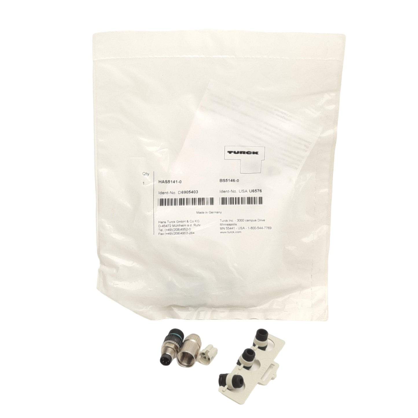 New Turck HAS5141-0 / BS5146-0 Field Wirable Actuator/Sensor Connector, M8 4-Pin M