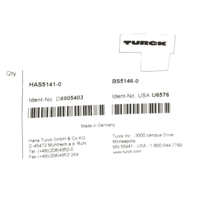 New Turck HAS5141-0 / BS5146-0 Field Wirable Actuator/Sensor Connector, M8 4-Pin M