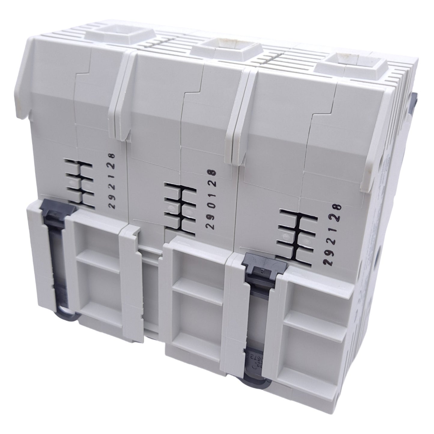 New – Open box Wohner 31925 Fuse Holder, Class J, 3-Pole, 60A, 110-600VAC/DC, DIN Rail
