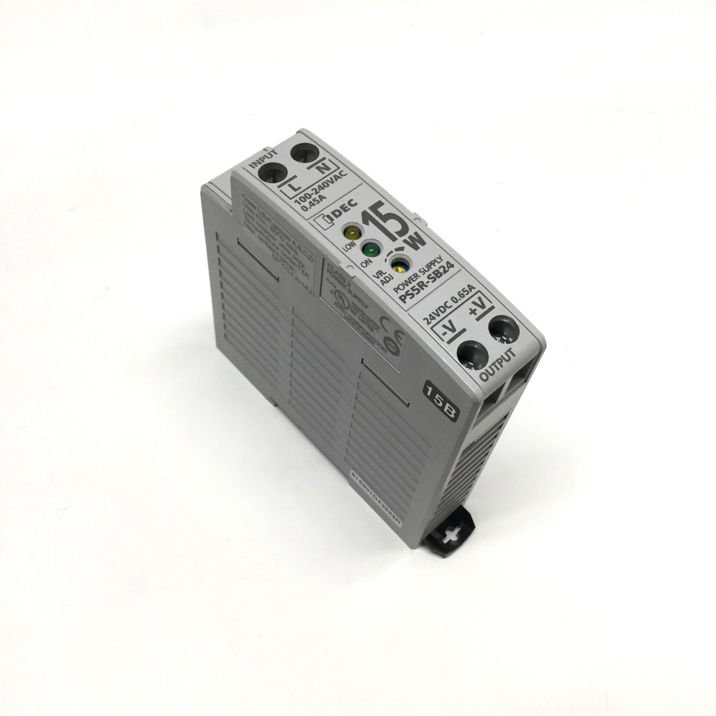 Used Idec PS5R-SB24 Compact DIN Power Supply 100-240VAC Input, 24VDC 0.65A 15W Output