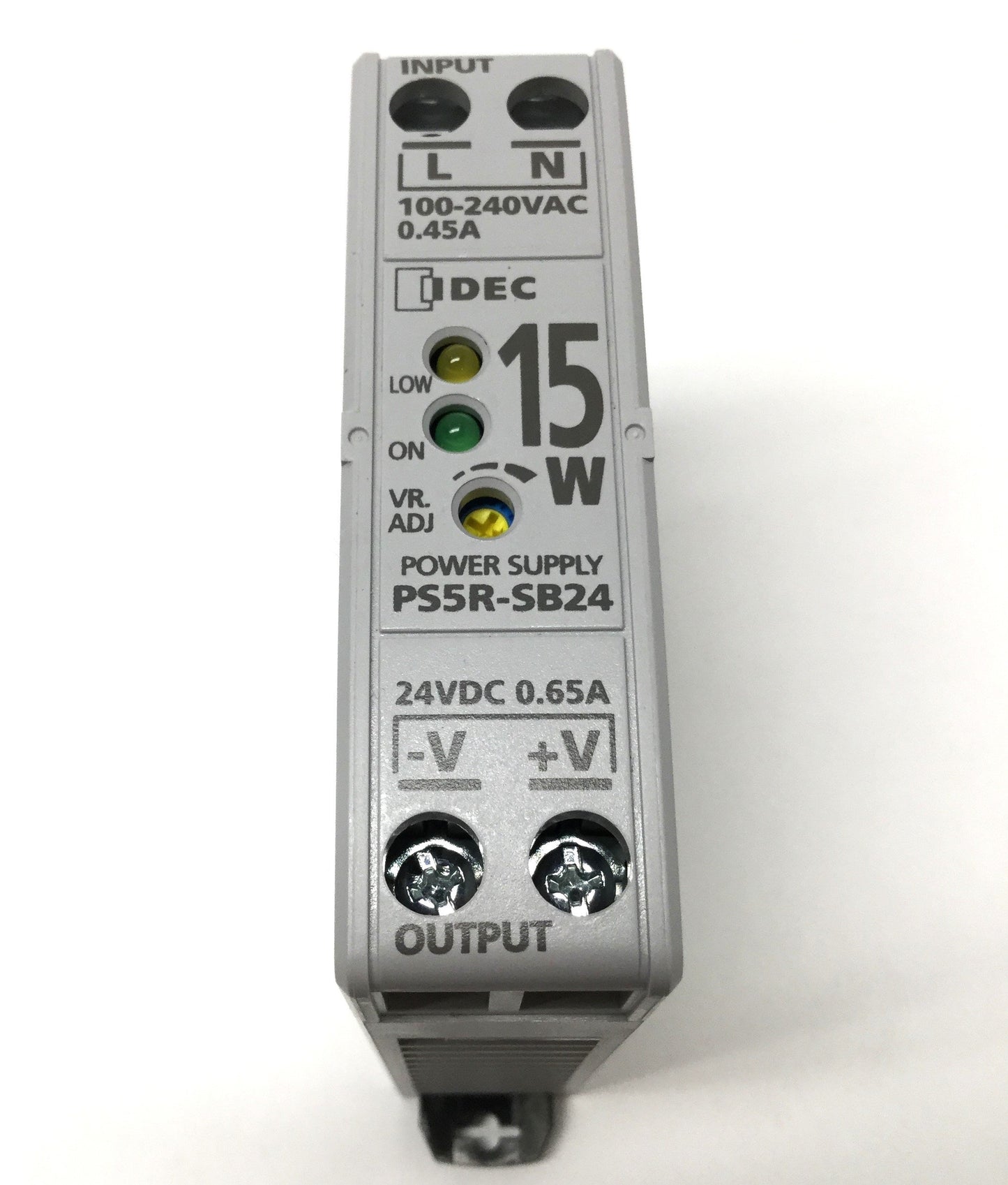 Used Idec PS5R-SB24 Compact DIN Power Supply 100-240VAC Input, 24VDC 0.65A 15W Output