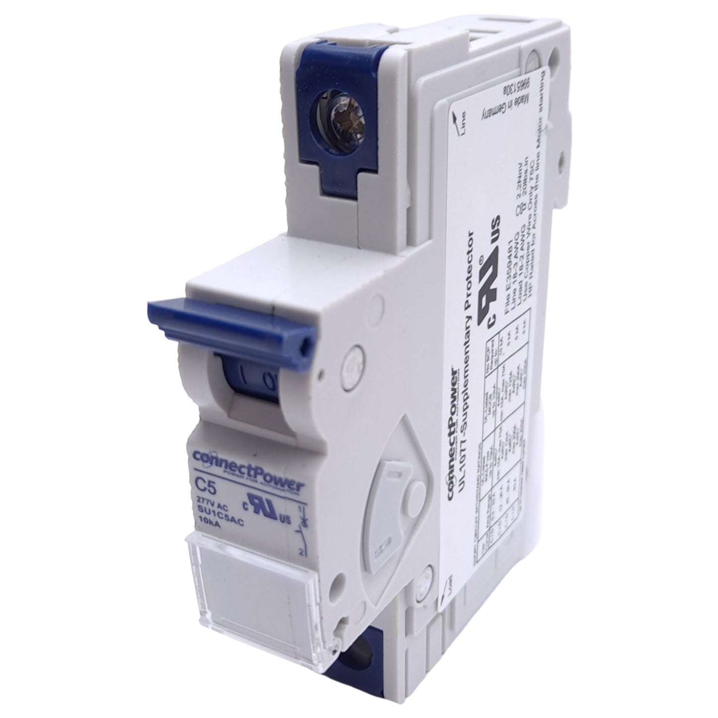 New – Open box Weidmuller ConnectPower SU1C5AC Circuit Breaker, 1-Pole, 5A, 277VAC, DIN Rail