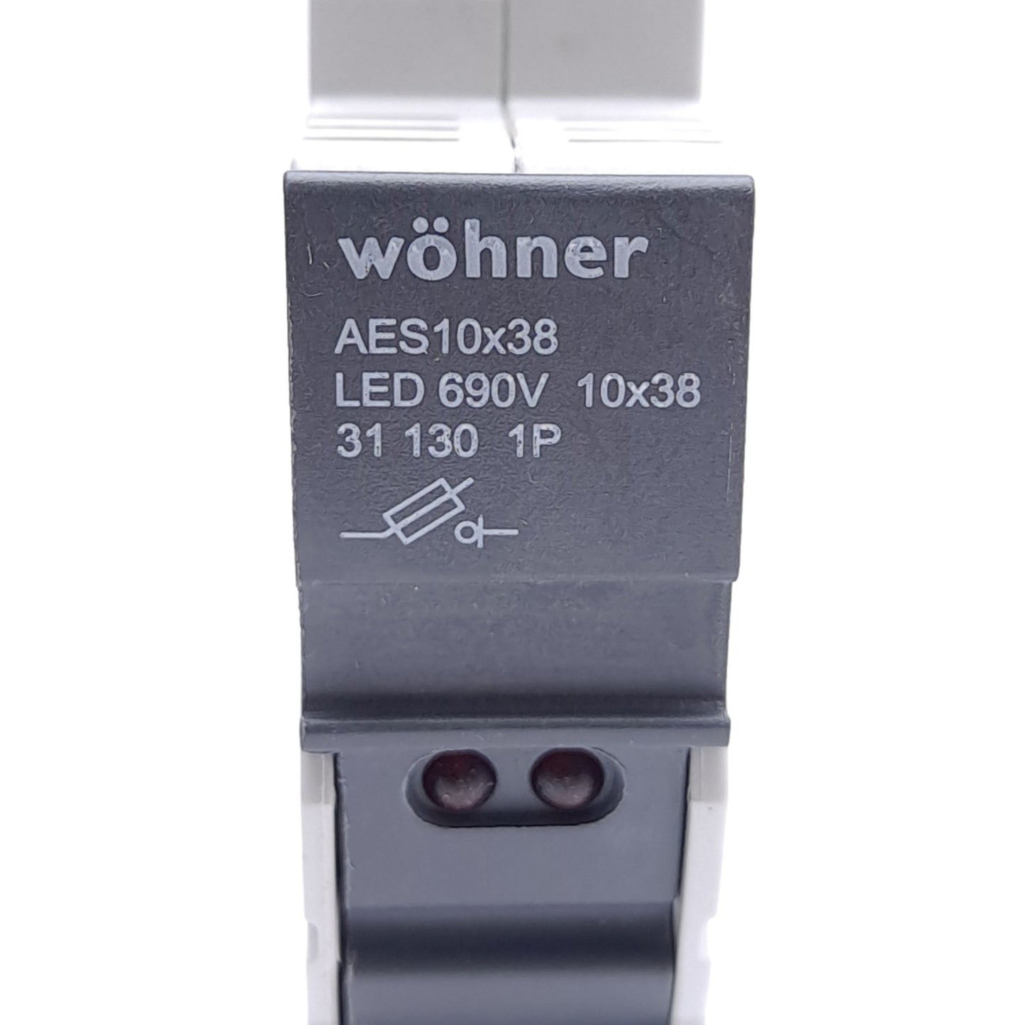 New – Open box Lot of 3 Wohner 31130 Fuse Holders, 10x38, 1-Pole, 32A, 110-690VAC/DC, DIN Rail