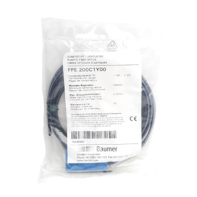 New Baumer FPE 200C1Y00 Fiber Optic Cable ø0.75mm Bundle, 200cm Length