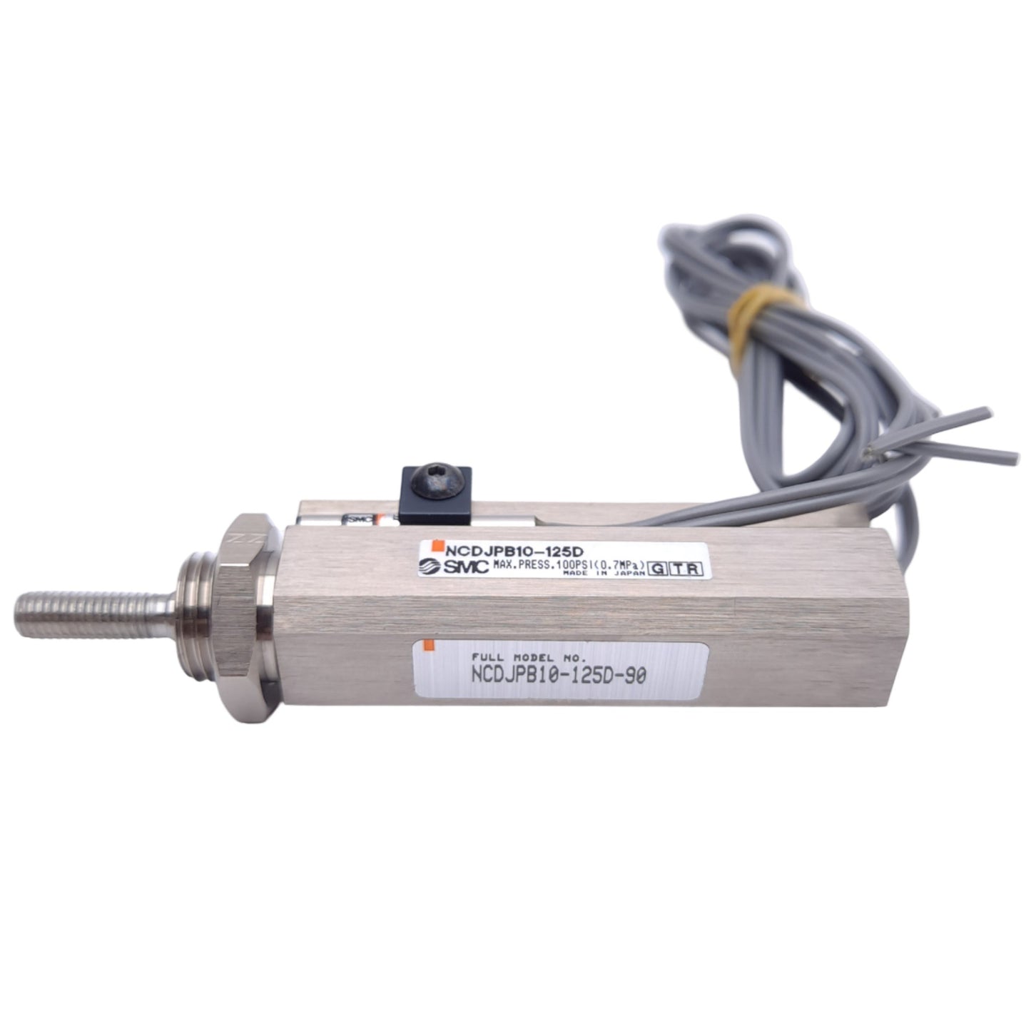 New – Open box SMC NCDJPB10-125D-90 Pin Cylinder, ø3/8in Bore, 1-1/4in Stroke, 100psi Max