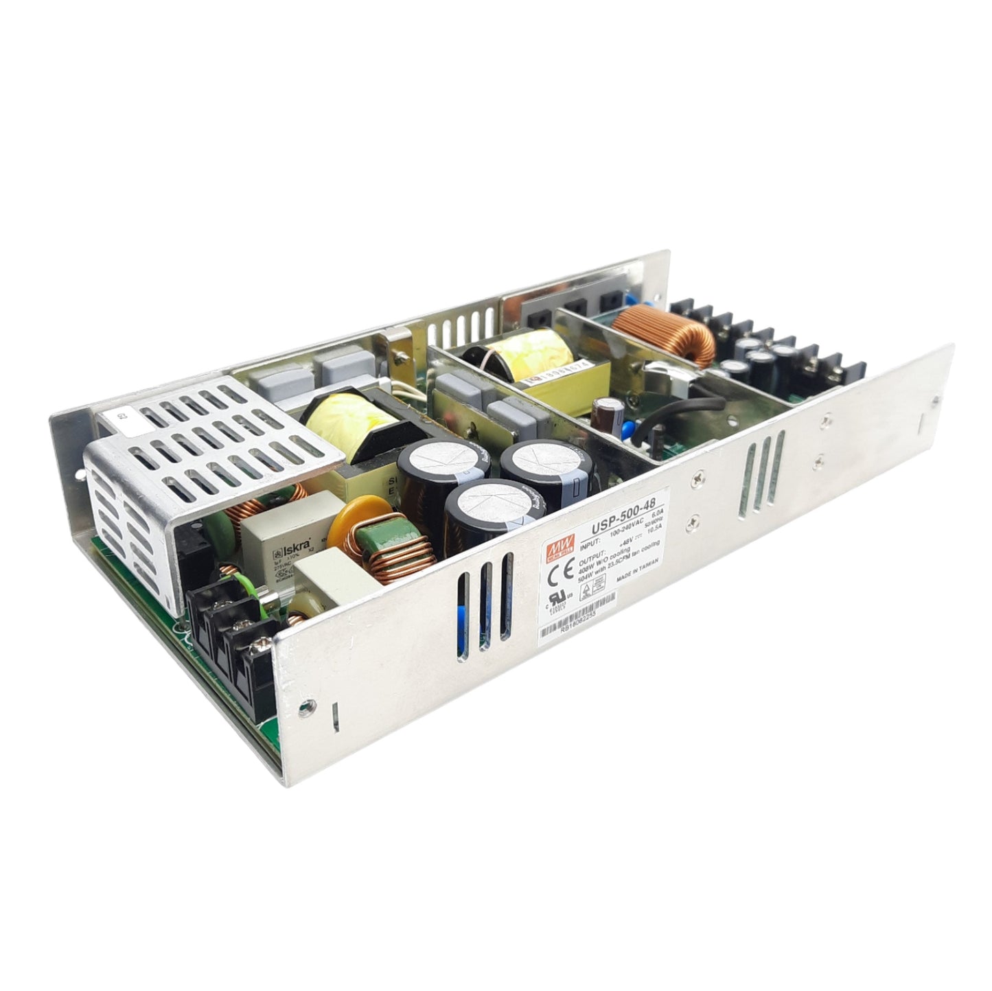Used Mean Well USP-500-48 AC-DC Power Supply 100-240VAC Input, 48VDC Output 10.5A Max