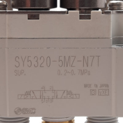 New SMC SY5320-5MZ-N7T Double Solenoid Valve, 0.2-0.7MPa ø1/4in One-Touch 24VDC Coil