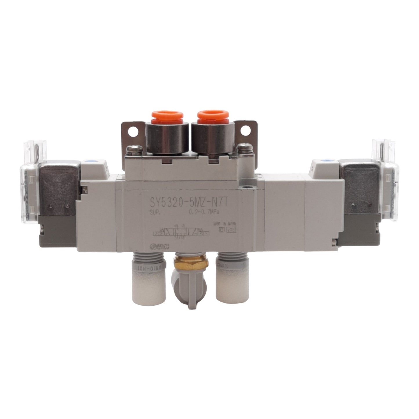 New SMC SY5320-5MZ-N7T Double Solenoid Valve, 0.2-0.7MPa ø1/4in One-Touch 24VDC Coil