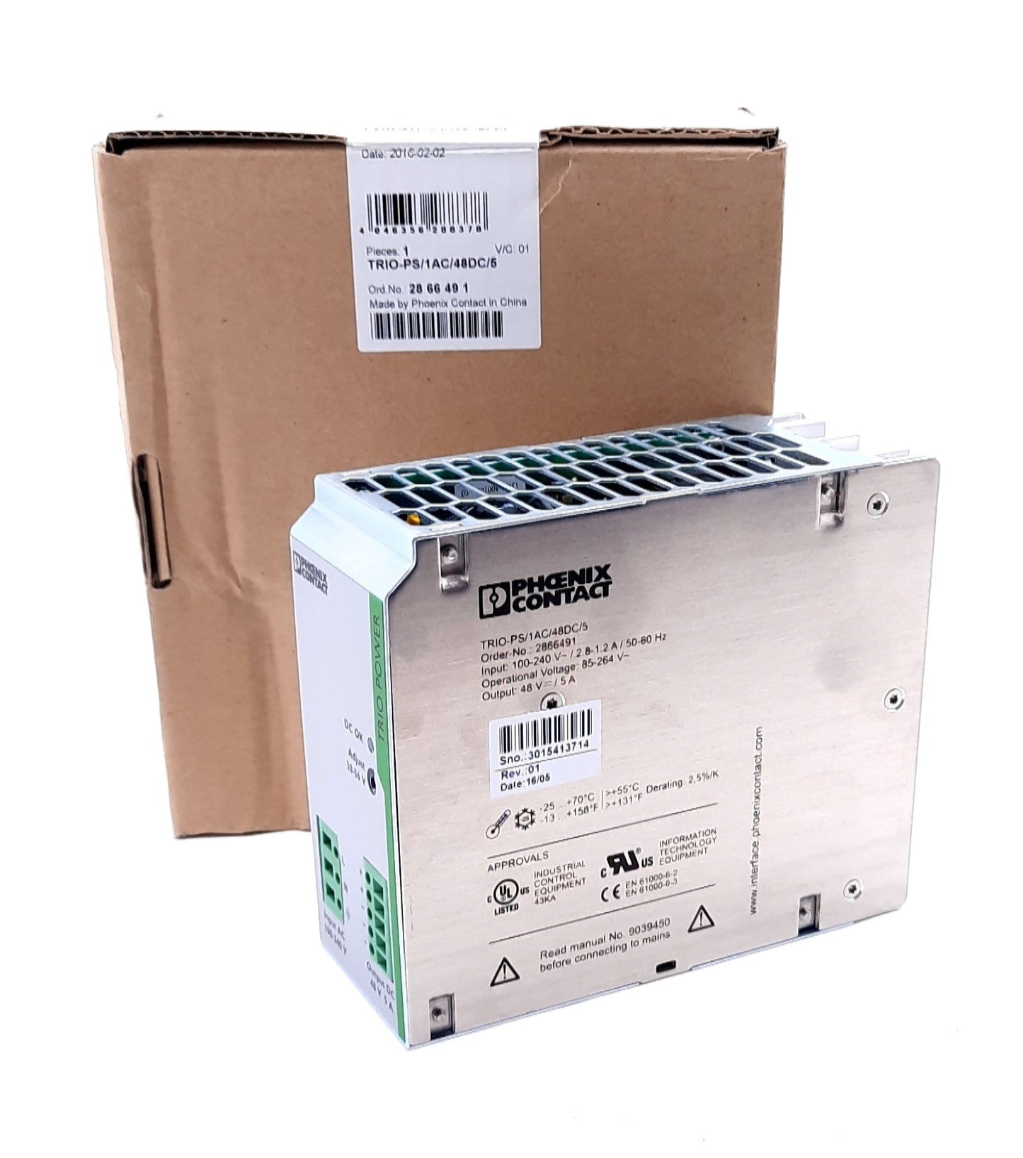 New Phoenix Contact TRIO-PS/1AC/48DC/5 Power Supply 85-264VAC 5A 240W 48VDC