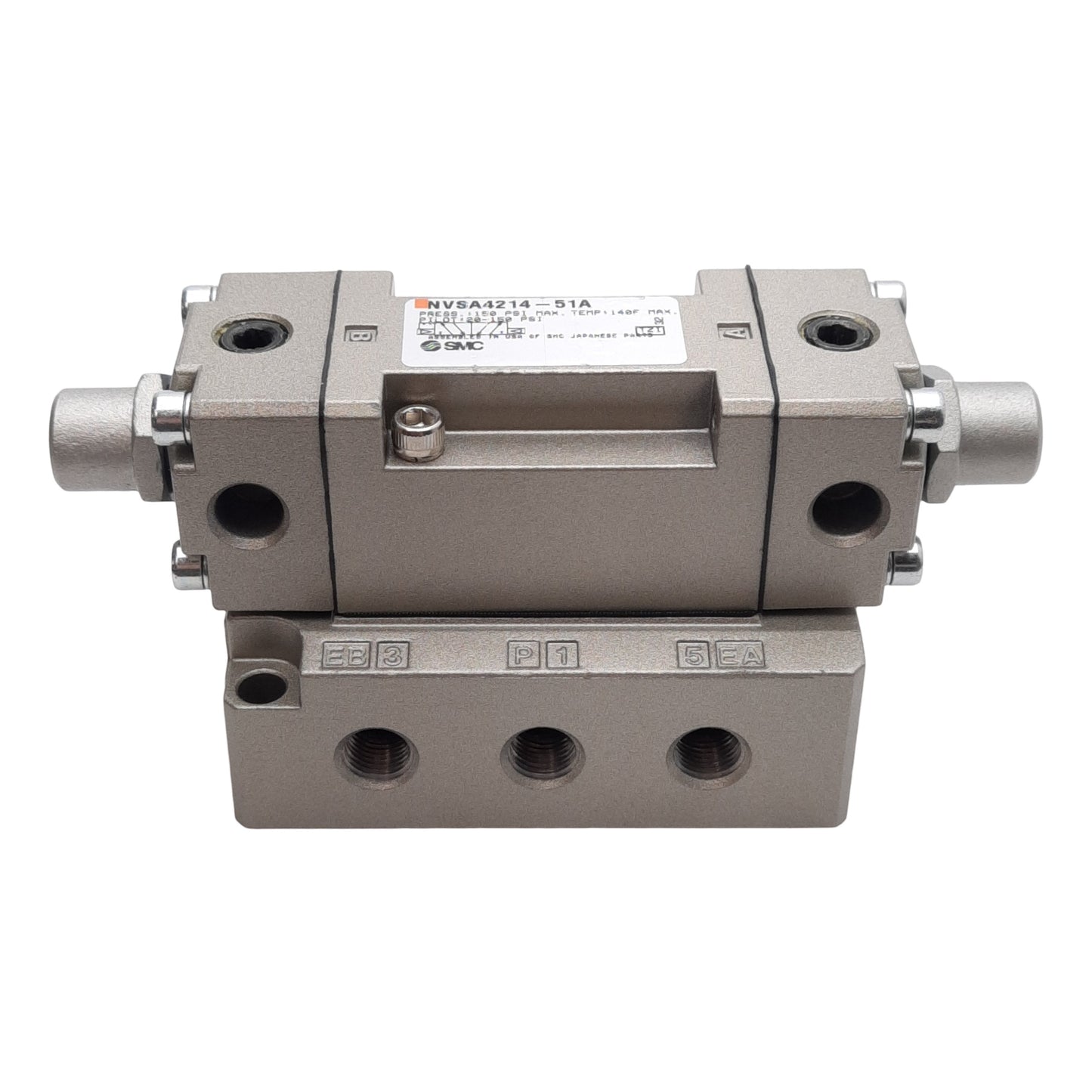 New SMC NVSA4214-51A Directional Air Valve, 20-150PSI Double Pilot, 1/8in NPT Ports