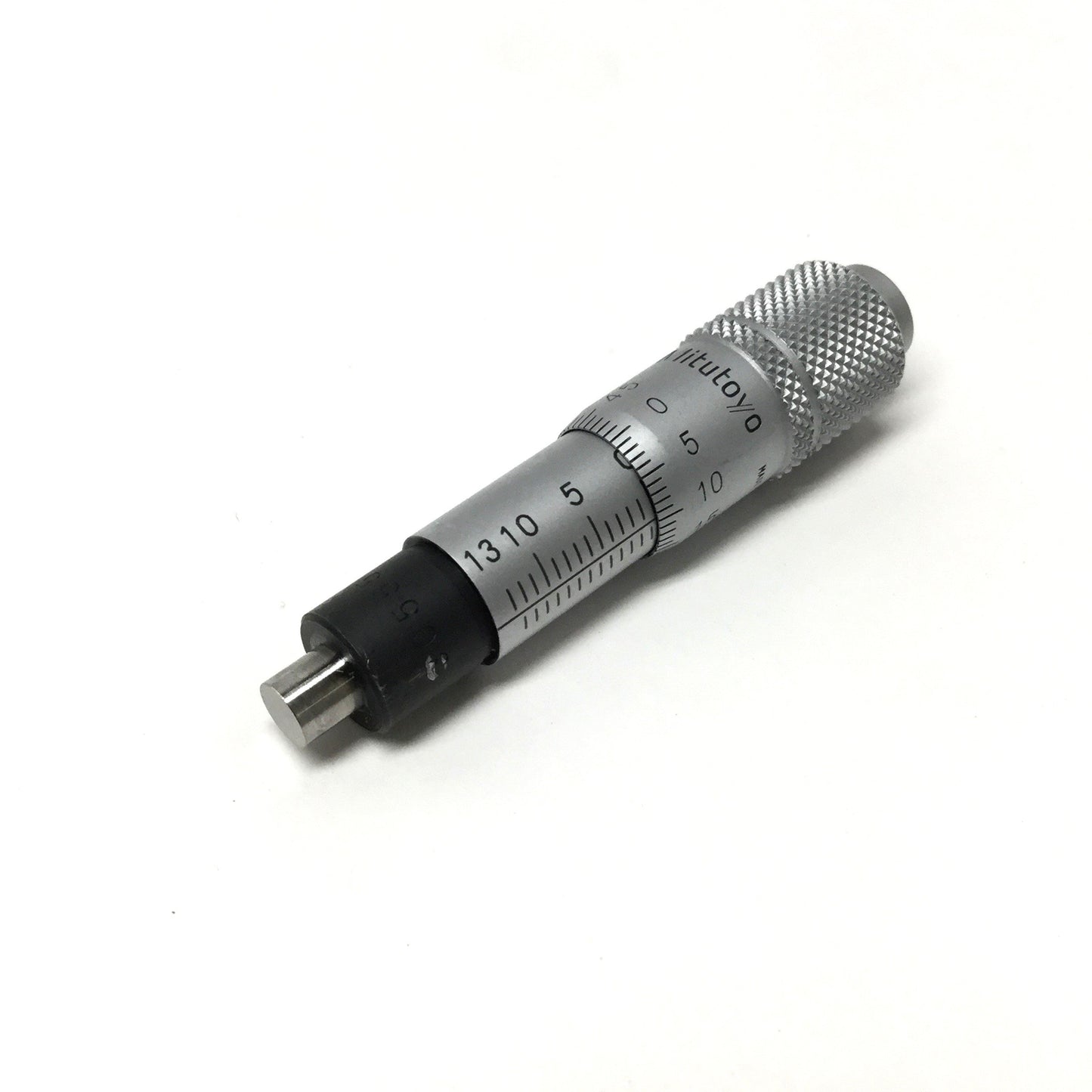 Used Mitutoyo 148-821 Micrometer Head, 0-13mm x 0.01mm, Reverse Reading, Flat Spindle