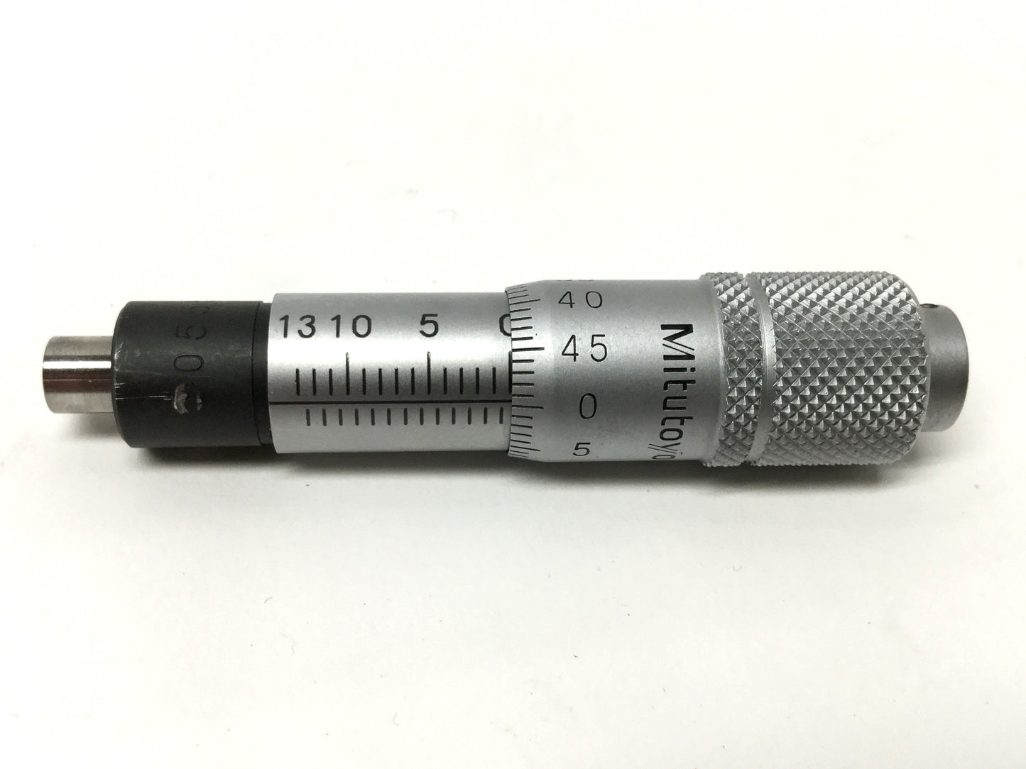 Used Mitutoyo 148-821 Micrometer Head, 0-13mm x 0.01mm, Reverse Reading, Flat Spindle