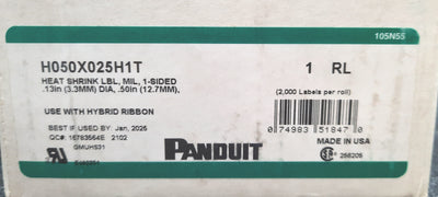 New Panduit H050X025H1T 2,000 Military-Grade Polyolefin Heat-Shrink Label .25" 0.5"