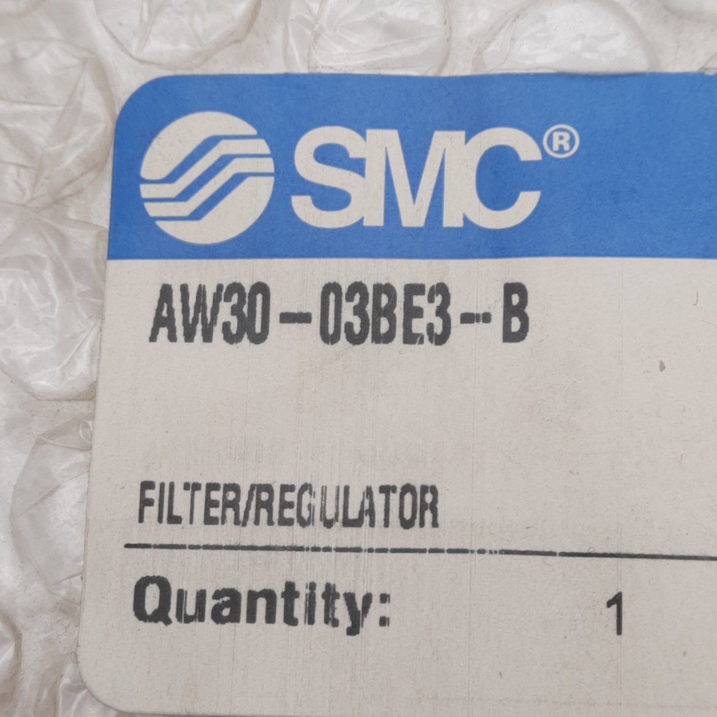 New SMC AW30-03BE3-B Filter Regulator, 5µm, 0.05-0.85MPa Set, Rc 3/8in, 12-24VDC