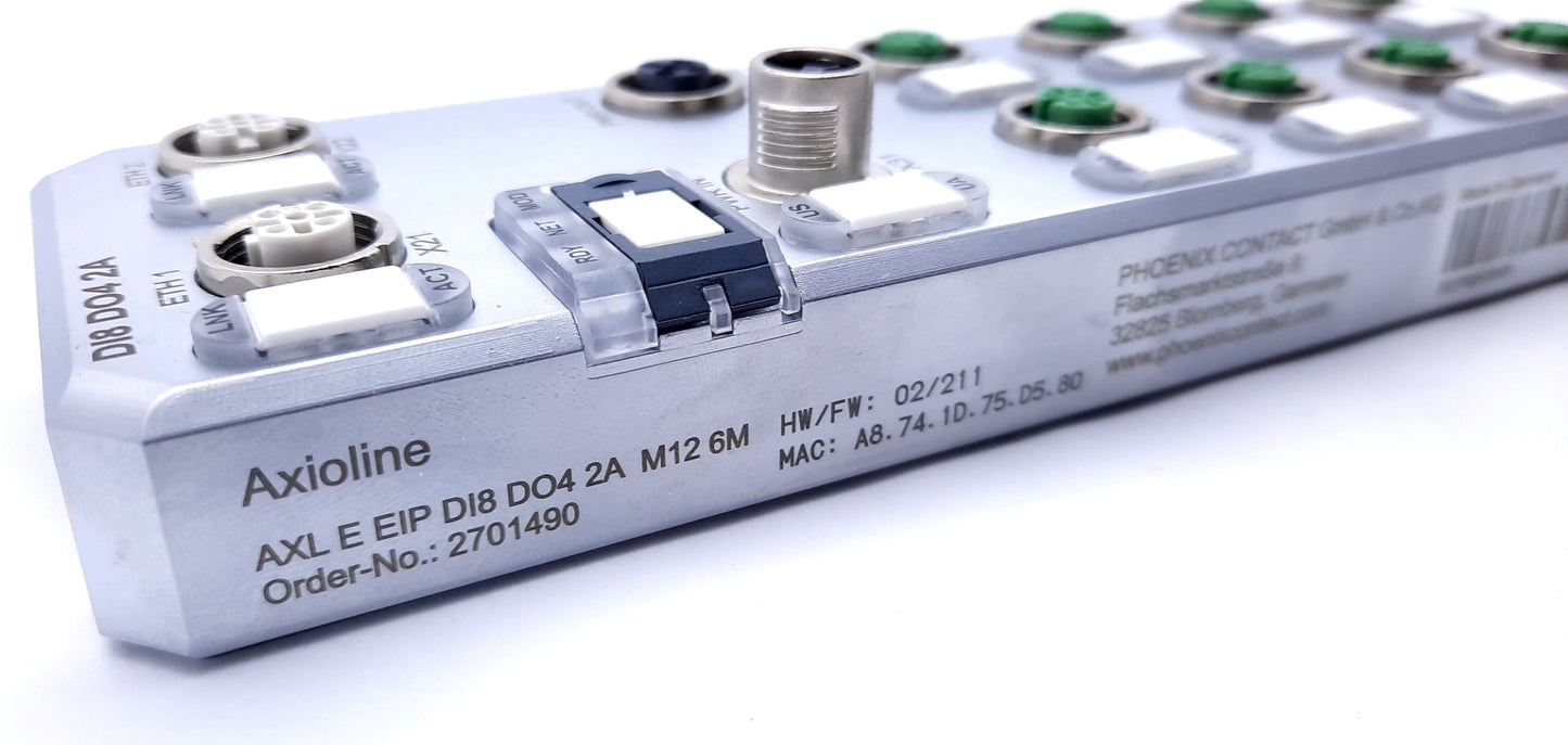 New Phoenix Contact AXL E EIP D18 DO4 2A Axioline Distributed I/O Device 24VDC, M12