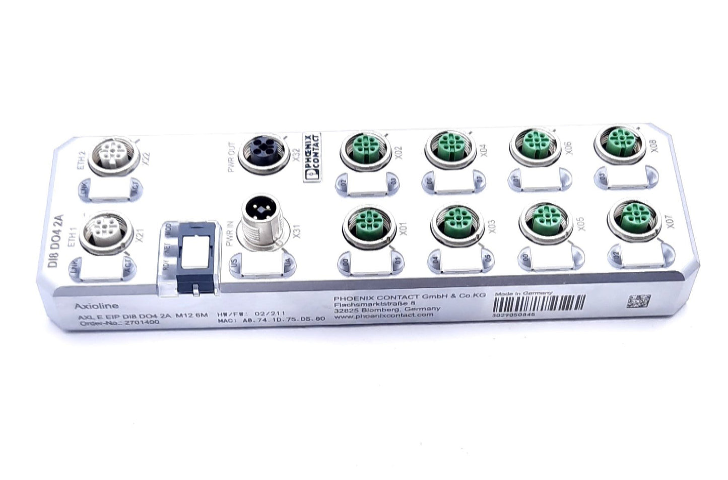 New Phoenix Contact AXL E EIP D18 DO4 2A Axioline Distributed I/O Device 24VDC, M12