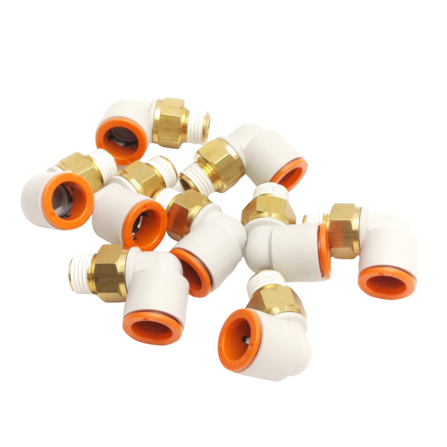 New Lot of 9 SMC KQ2L13-02AS Male Elbow Fittings 1/2in P2C OD Tube to 1/4R