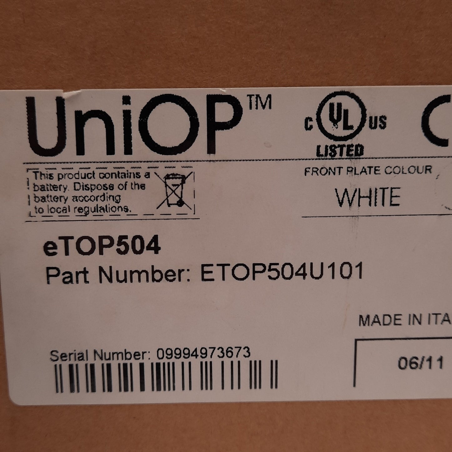 New UniOp ETOP504U101 eTOP504 Touchscreen HMI, 4.3in 480x272 TFT Display, 24VDC