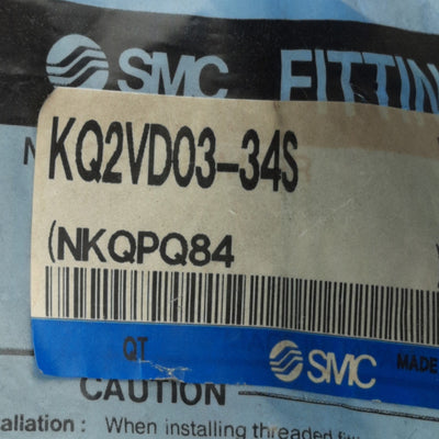 New Lot of 4 SMC KQ2VD03-34S Double Male Elbow Fitting, 5/32in Tube to 1/8in NPT