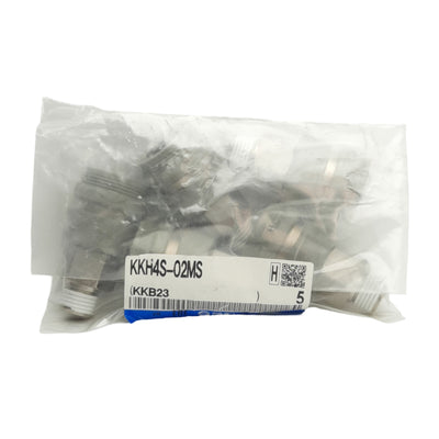 New Lot of 5 SMC KKH4S-02MS Male Thread Couplers, Series S KKH4 1/4 to Rc1/4