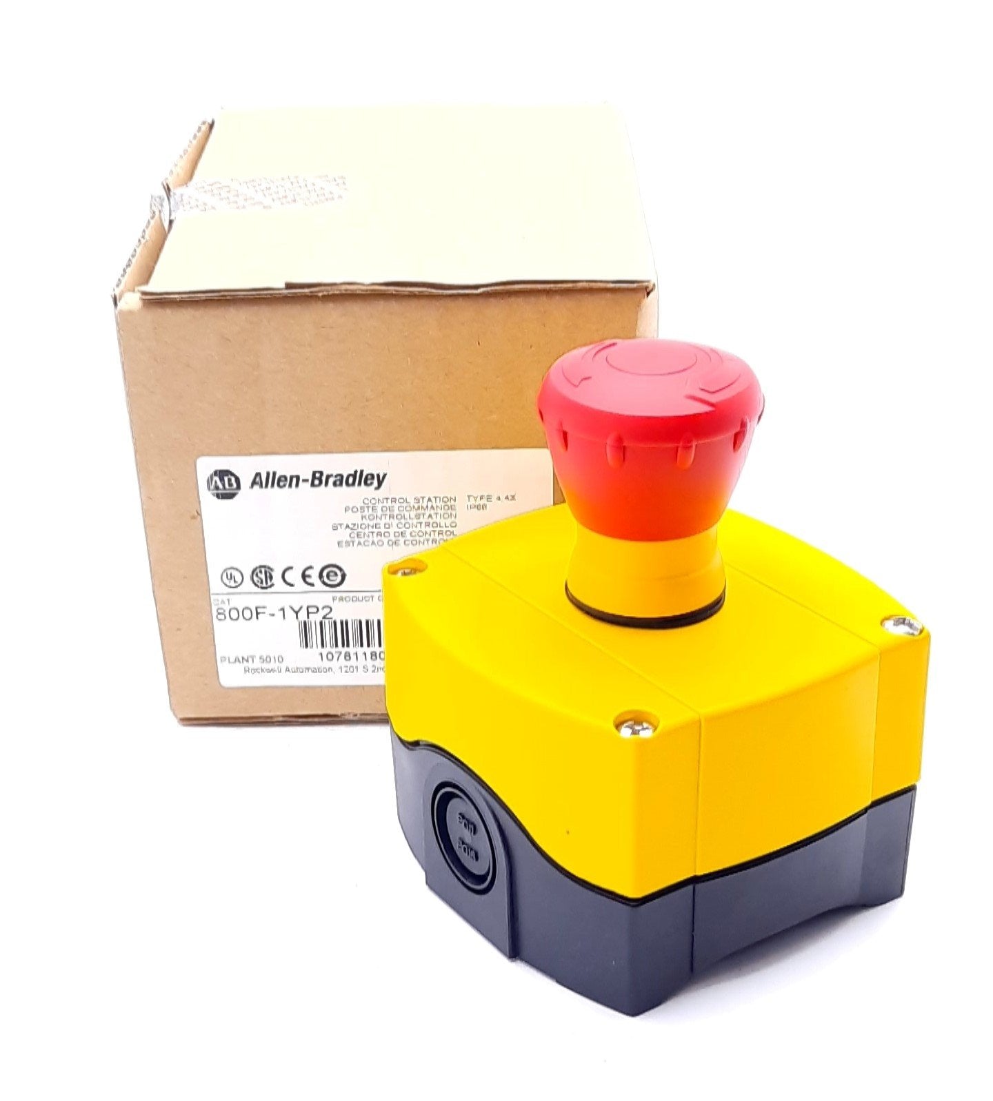 Allen Bradley 800F1YP2 1Hole Enclosure EStop Station 1N.O 1N.C Twis