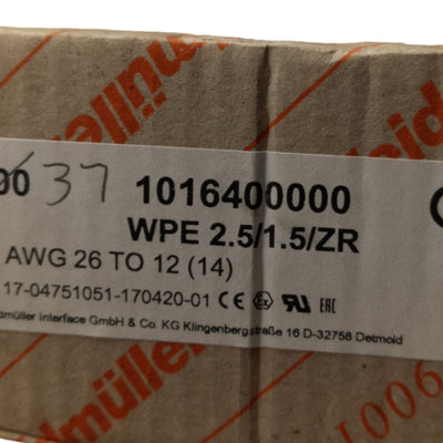 New Lot of 5 Weidmuller 1016400000 Ground/PE Terminal Blocks 1-Connection, 1-Level