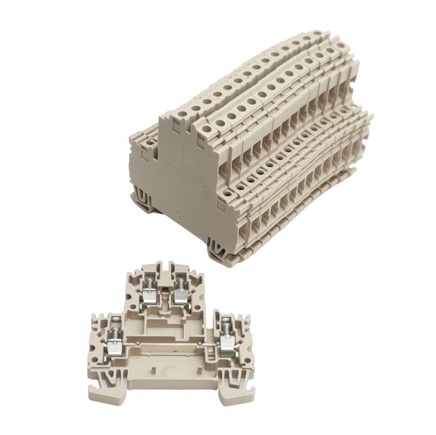 New Lot of 15 Weidmuller 1041900000 Terminal Blocks, 4-Connection, 2-Level, 600V 30A