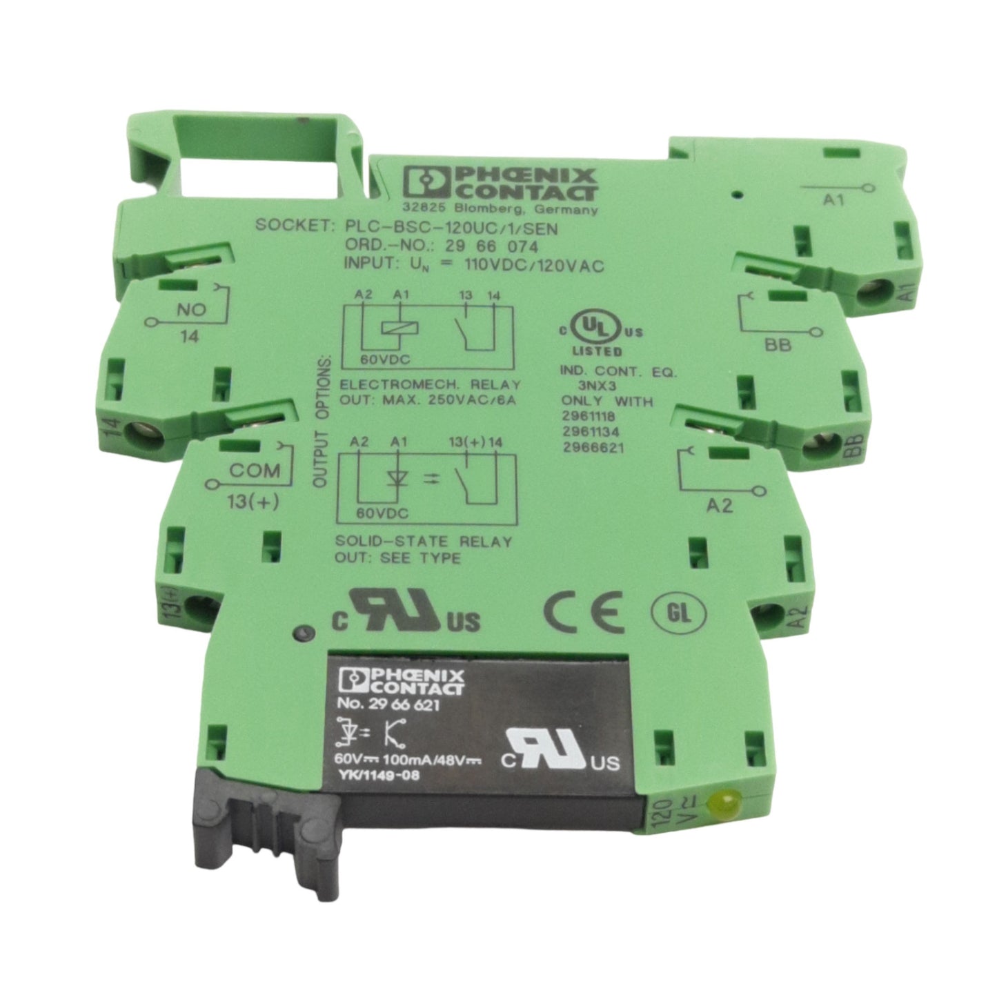 New Phoenix Contact PLC-OSC-120UC/48DC/100/SEN Relay & Socket, SPST, 60VDC Coil