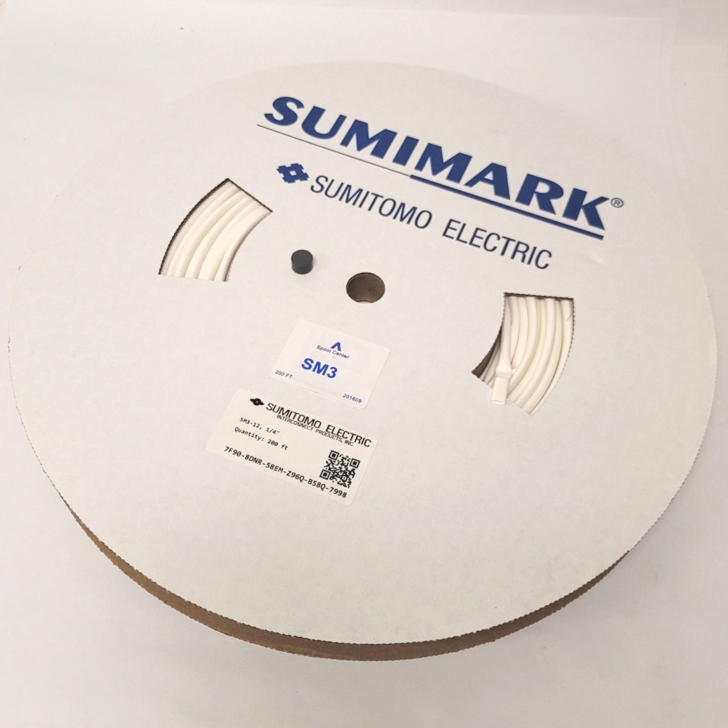 New Sumitomo Sumimark SM3-12 1/4" White 2:1 Polyolefin Heat Shrink Tubing 200Ft