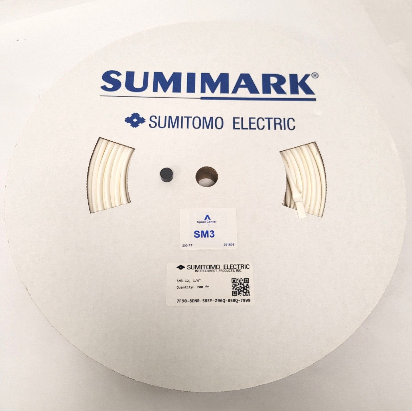 New Sumitomo Sumimark SM3-12 1/4" White 2:1 Polyolefin Heat Shrink Tubing 200Ft