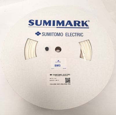 New Sumitomo Sumimark SM3-12 1/4" White 2:1 Polyolefin Heat Shrink Tubing 200Ft