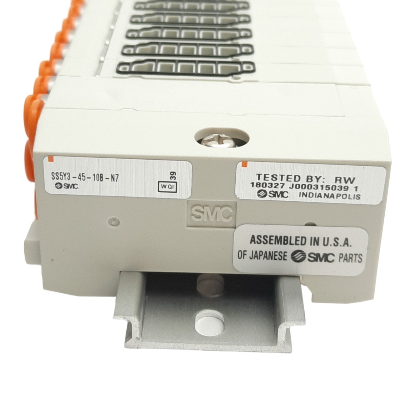 New SMC SS5Y3-45-10B-N7 Pneumatic Solenoid Manifold Base DIN Mount Ports 1/4in