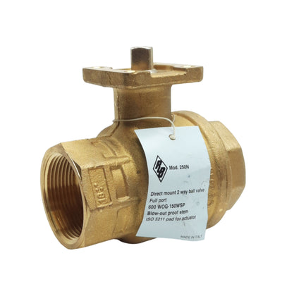 New Bonomi 250N 2-Way Ball Valve, 600Psi WOG, 1-1/2in FNPT, 1.97 F05 ISO5211 Stem