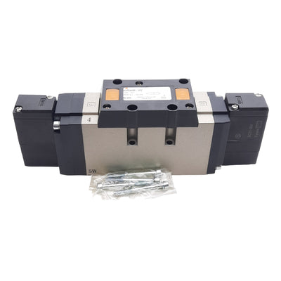 New SMC NVFS4400-5FZ Solenoid Valve 3-Position Exhaust Center, 22-150PSI, 24VDC Coil