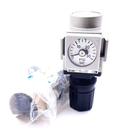 New Lot of 2 SMC AR20-N01E-1Z Regulator, Modular 1/8" NPT, 3-30PSI