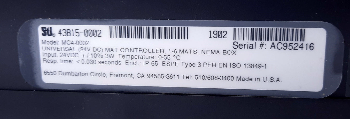 New STI 43815-0002 Universal Safety Mat Controller 100-240VAC, 2N.O, 2N.C 6A 1500VA