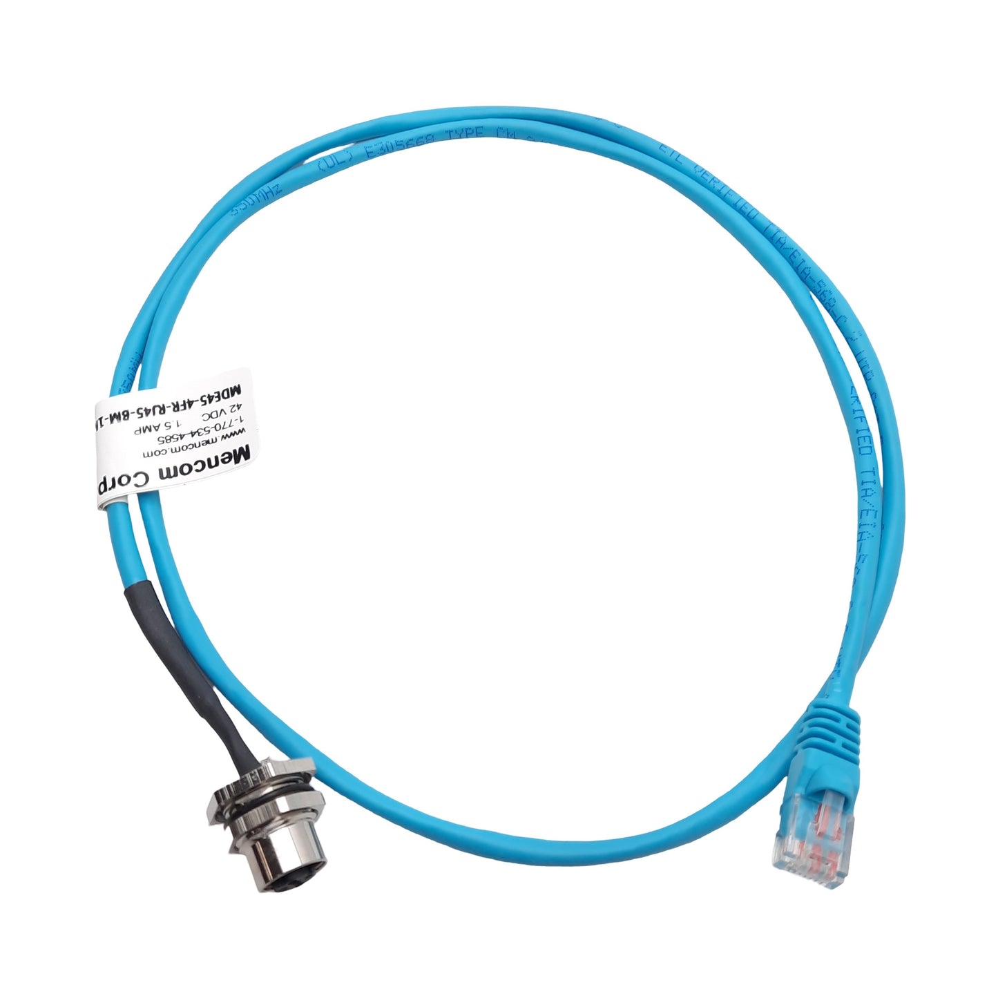 New Lot of 5 Mencom MDE45-4FR-RJ45-BM-1M Ethernet Cordset, M12 4-Pin to RJ-45, 1m