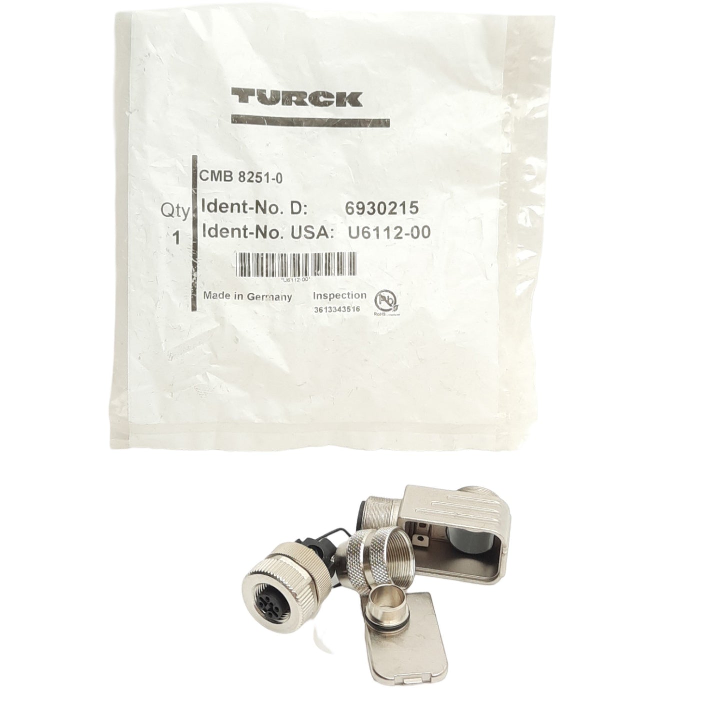 New Turck CMB 8251-0 Field Wireable Connector 90°, M12 5-P Female, 60V 4A
