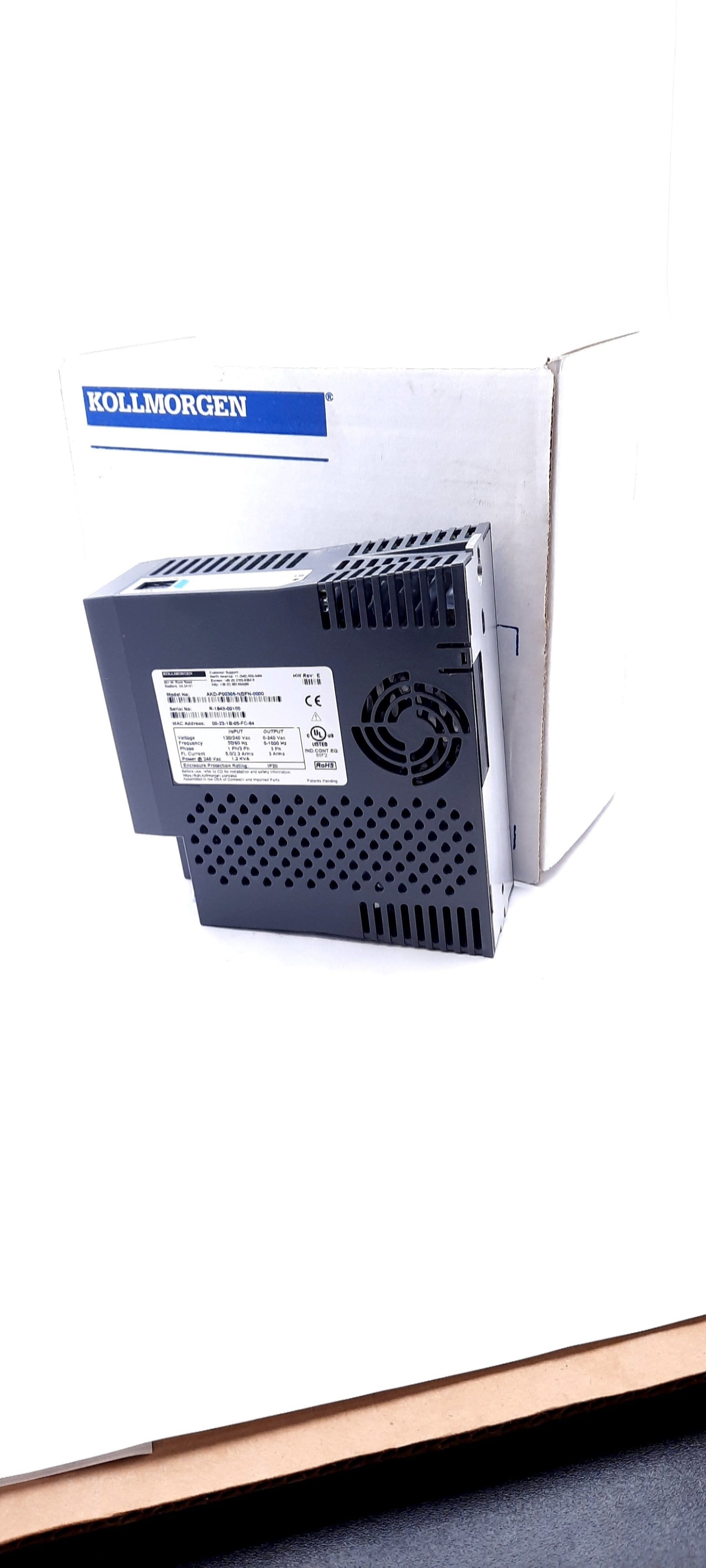 New Kollmorgen AKD-P00306-NBPN-0000 AC Servo Drive 3 Phase 120/240VAC, 0-24VAC, 3A
