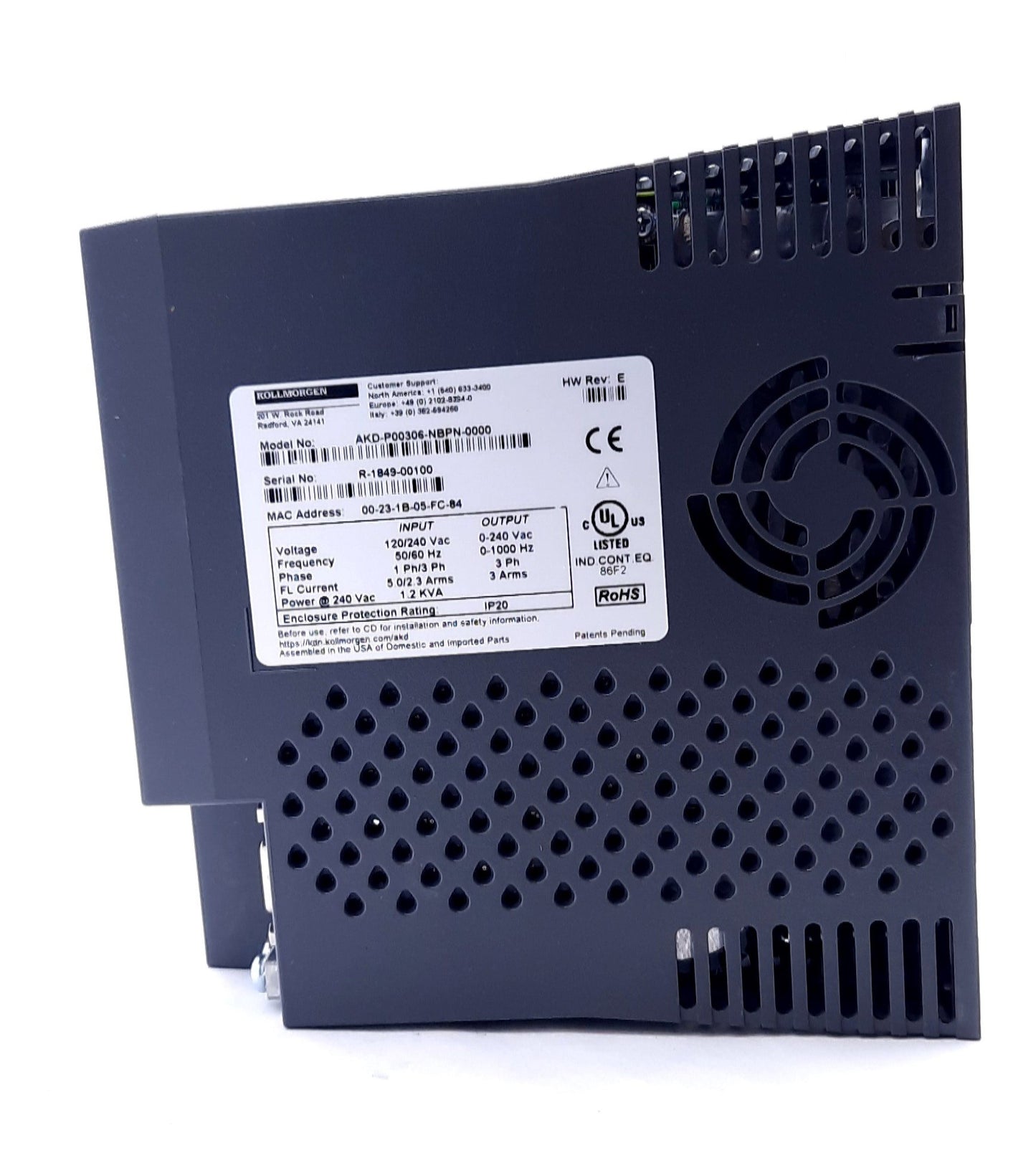 New Kollmorgen AKD-P00306-NBPN-0000 AC Servo Drive 3 Phase 120/240VAC, 0-24VAC, 3A