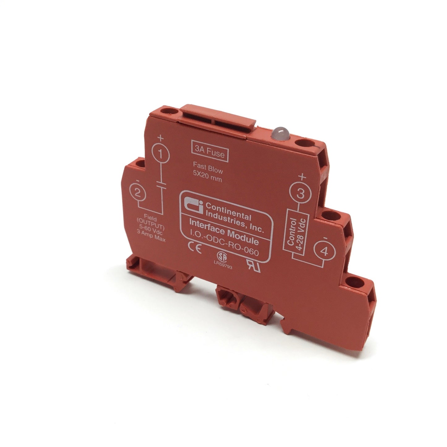 Used Continental I.O.-ODC-RO-060 Fused Interface Module 4-28VDC, 5-60VDC 3A Out
