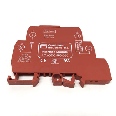 Used Continental I.O.-ODC-RO-060 Fused Interface Module 4-28VDC, 5-60VDC 3A Out