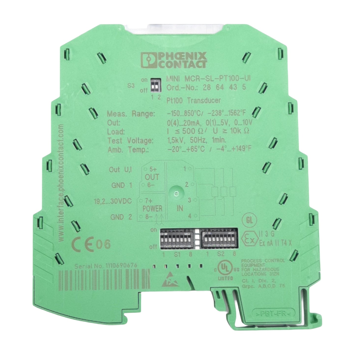 New Phoenix Contact 2864435 Temperature Transducer, 4-Level, Pt100, -150~850°C