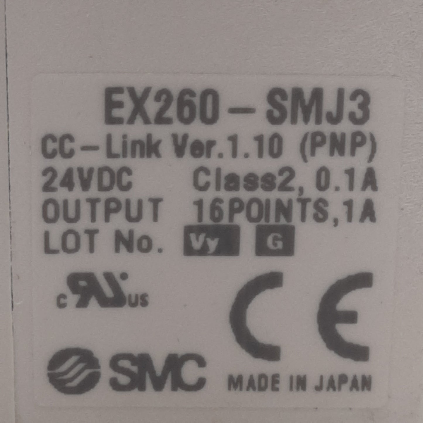 New – Open box SMC EX260-SMJ3 Serial Interface Unit, CC-Link, 16-Points, PNP, M12 4-Pin, 24VDC
