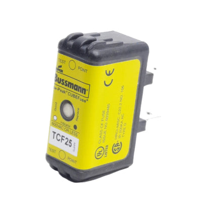 New Eaton TCF235 Bussman Dual Element Low Peak Cube Fuse, 25A, 300VDC 600VAC