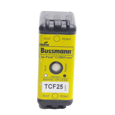 New Eaton TCF235 Bussman Dual Element Low Peak Cube Fuse, 25A, 300VDC 600VAC
